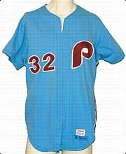 1975 Steve Carlton Philadelphia Phillies Game-Used Blue Road Jersey
