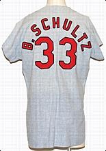 1966 Barney Schultz St. Louis Cardinals Game-Used Road Flannel Jersey