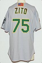 2001 Barry Zito Oakland As Game-Used Road Jersey