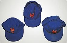 Lot of NY Mets Game-Used Caps (3)