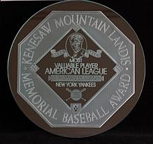 1976 Thurman Munson NY Yankees Glass A.L. MVP Award