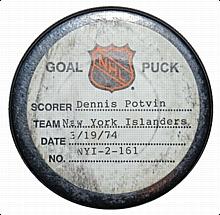 3/19/1974 Dennis Potvin NY Islanders Goal Puck