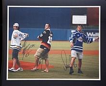 Framed & Autographed Photo of 3 Hockey Stars Throwing Out The First Pitch (JSA)