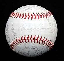 1976 NY Yankees Team Autographed Baseball (JSA)