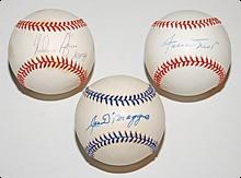Joe DiMaggio, Willie Mays & Nolan Ryan Single Signed Baseballs (3) (JSA)