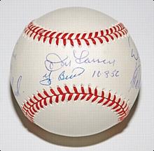 NY Yankees Perfect Game Pitchers & Catchers Autographed Baseball (JSA)