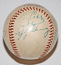 Hall of Famer Autographed Baseball with Cobb, Speaker, McCarthy & Waner (JSA)