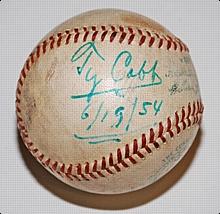 6/19/1954 Ty Cobb Autographed Baseball (JSA)