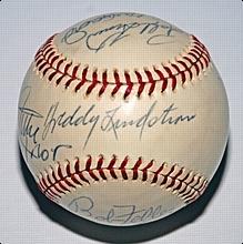 Hall of Famer Autographed Baseball With Cronin & Conlan (JSA)