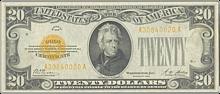 1928 Andrew Jackson $20 Gold Certificate