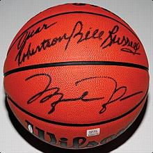 Limited Edition Legends of Basketball Autographed Basketball with Jordan, Bird & Magic (JSA)