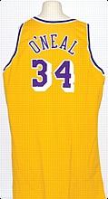 1996-1997 Shaquille ONeal LA Lakers Game-Used Home Jersey