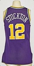 1993-1994 John Stockton Utah Jazz Game-Used Road Jersey

