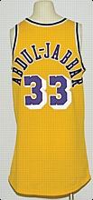 Circa 1986 Kareem Abdul-Jabbar LA Lakers Game-Used Home Jersey