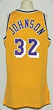 1995-1996 Magic Johnson LA Lakers Game-Used & Autographed Home Jersey (JSA)