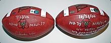 Lot of Notre Dame Game-Used Footballs Autographed by Charlie Weiss (2) (Steiner COAs)