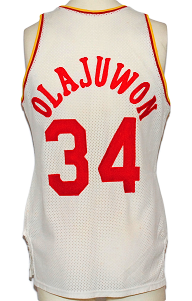 Circa 1986-1987 Hakeem Olajuwon Houston Rockets Game-Used Home Jersey