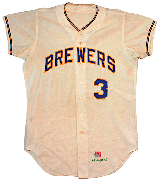 Lot Detail - 1970 Bryant Milwaukee Brewers Game-Used Home Flannel Jersey