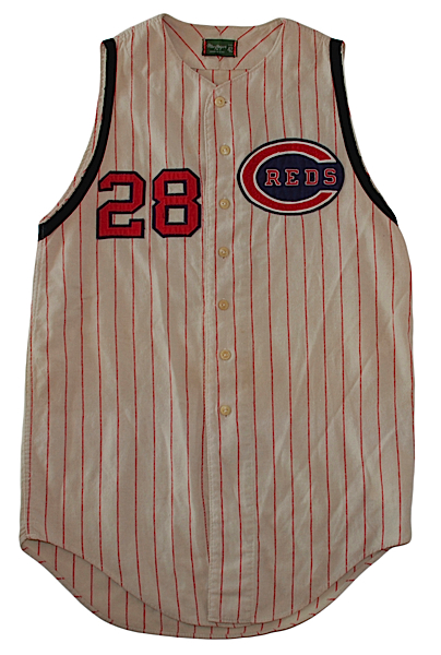 Lot Detail - 1965 Vada Pinson Cincinnati Reds Game-Used Home Flannel Vest  with 1961 Home Flannel Pants (2)