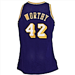 1991-1992 James Worthy Los Angeles Lakers Game-Used & Autographed Road Jersey (JSA)