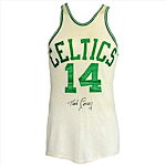 Early 1960s Bob Cousy Boston Celtics Game-Used & Autographed Home Uniform (2) (JSA)