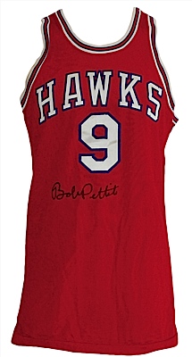 Circa 1960 Bob Pettit St. Louis Hawks Game-Used & Autographed Road Uniform (2) (Pettit LOA) (JSA)