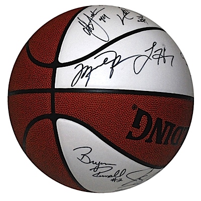 4/14/2003 Washington Wizards Team Autographed Basketball with Michael Jordan to Commemorate His Last Game (#23 of 23) (Team Letter) (JSA)