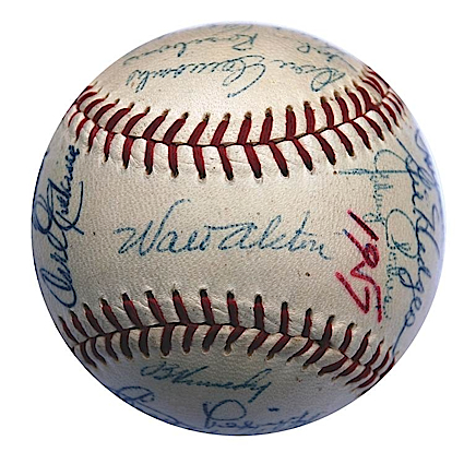 1957 Brooklyn Dodgers Team Autographed Baseball (JSA)