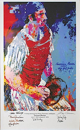 Thurman Munson LeRoy Neiman LE Poster Autographed by NY Yankees Greats (JSA)