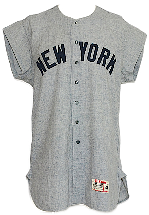 1965 Yogi Berra Issued / Art Lopez Game-Used New York Yankees Road Flannel Jersey