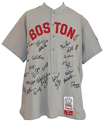 1997 Atlanta Braves Team Autographed Boston Braves TBTC Replica Jersey (JSA)