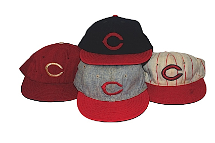 Lot of Cincinnati Reds Game-Used Caps (4)