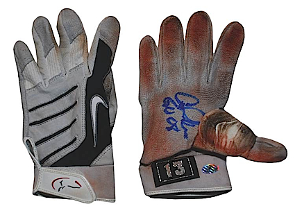 2008 Alex Rodriguez NY Yankees Game-Used & Autographed Batting Gloves (2) & Game-Used Wrist Bands (2) (A-Rod LOA) (JSA)