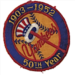 Original 1903-1952 NY Yankees 50th Anniversary Patch (Very Rare)