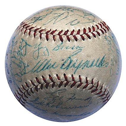 1954 NY Yankees Team Autographed Baseball (JSA)