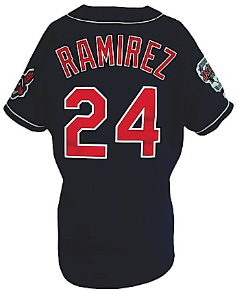 1994 Manny Ramirez Rookie Cleveland Indians Game-Used Blue Alternate Jersey (Indians Stamp)