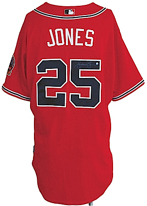 2006 Andruw Jones Atlanta Braves Game-Used & Autographed Red Alternate Jersey (JSA) (MLB Hologram)