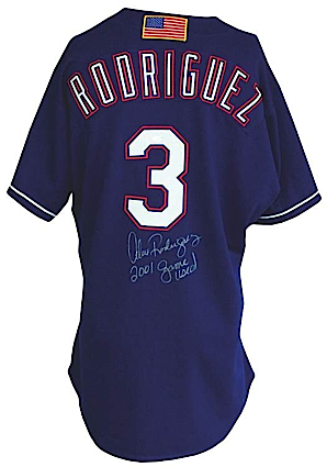 2001 Alex Rodriguez Texas Rangers Game-Used & Autographed Alternate Jersey (JSA)