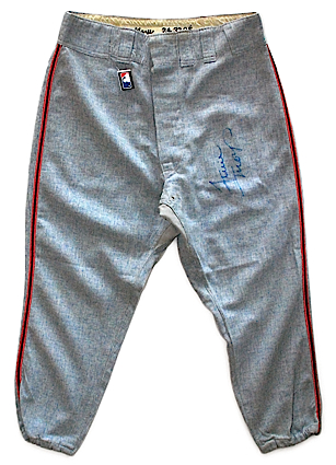 1971 Willie Mays San Francisco Giants Game-Used & Autographed Road Flannel Pants (JSA) 