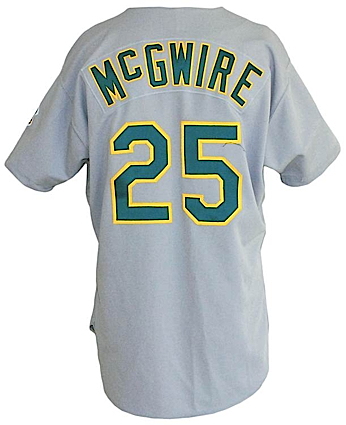 1993 Mark McGwire Oakland Athletics Game-Used Road Jersey