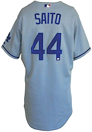 2007 Takashi Saito Los Angeles Dodgers Game-Used Road Jersey (Dodgers-Steiner LOA)