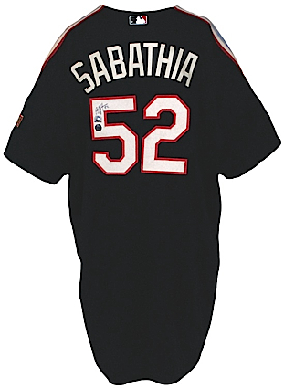 2004 C.C. Sabathia All-Star Game Pre-Game Worn & Autographed Jersey (JSA) (MLB Hologram)