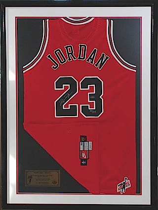Framed Michael Jordan Chicago Bulls Autographed "Mr. June" Jersey (JSA) (UDA)