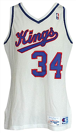 1992-1993 Randy Brown and 1990-91 Bill Wennington Sacramento Kings Game-Used Home Jerseys (2)