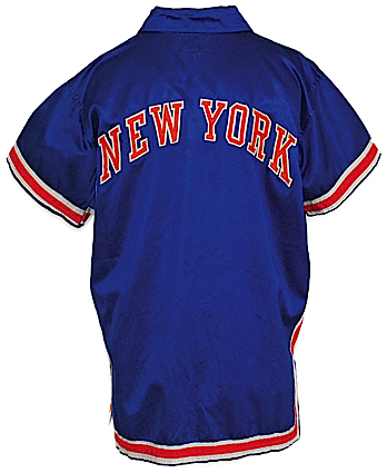 Early 1970s Bill Bradley New York Knicks Worn Blue Satin Warm-Up Jacket