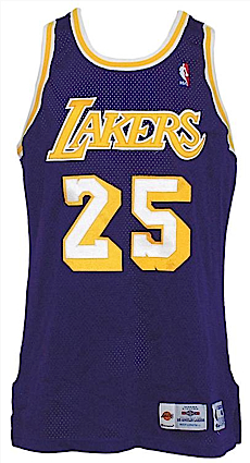1995-1996 Eddie Jones Los Angeles Lakers Game-Used Road Jersey