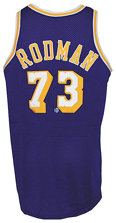 Retro Dennis Rodman #73 Los Angeles Lakers Basketball Maillot Jersey Cousu Violet