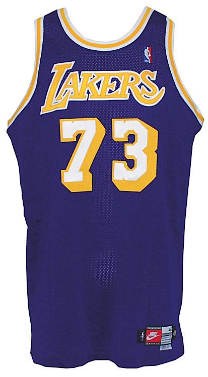 Lot Detail - 1998-1999 Dennis Rodman Los Angeles Lakers Game-Used Road  Jersey