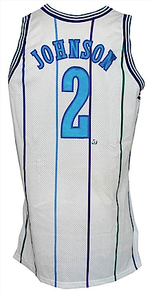 1993-1994 Larry Johnson Charlotte Hornets Game-Used Home Jersey