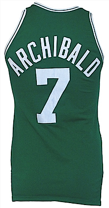 Early 1980s Nate “Tiny” Archibald Boston Celtics Game-Used Road Jersey (Team Repair)